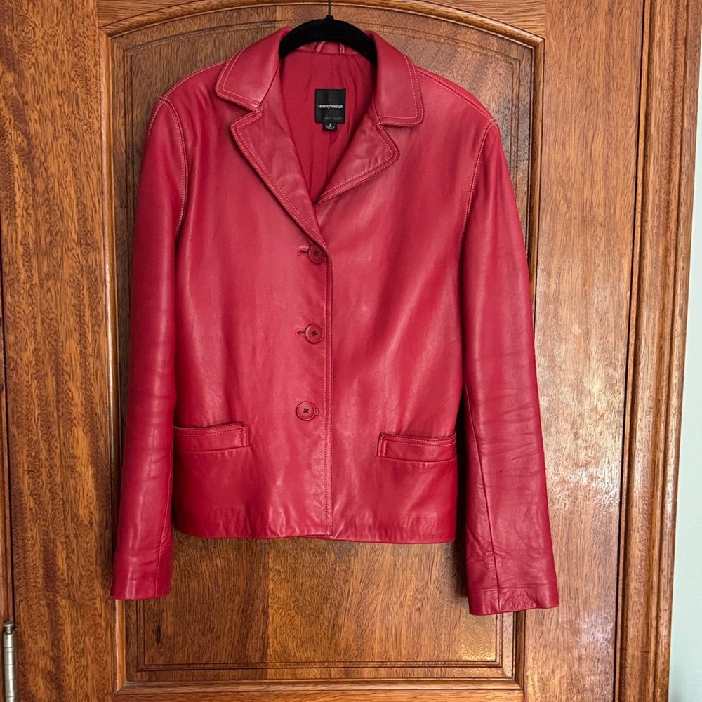 Elegant Red Leather Jacket